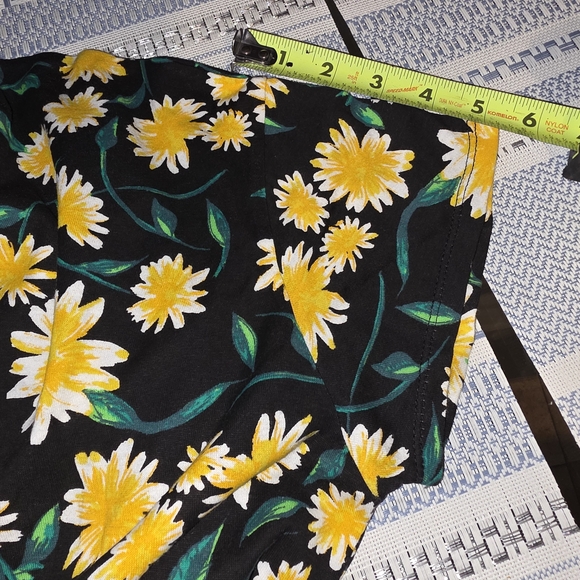 Zara Black Floral Top with Yellow and Green Accents - Picture 5 of 6